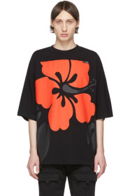 Palm Angels - Black & Red Hibiscus Logo T-Shirt