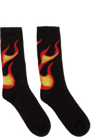Palm Angels - Black & Multicolor Flame Socks