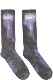 Palm Angels - Purple & Grey Tie-Dye Palm Socks