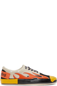 Palm Angels - Beige & Black Flame Sneakers