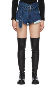 Marques Almeida - Blue Denim Folding Waistband Shorts