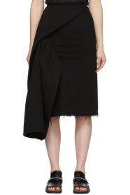 Marques Almeida - Black Denim Side Drape Skirt