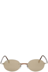Ray-Ban - Brown & Gold Rimless Round Sunglasses