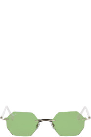 Ray-Ban - Green & White Rimless Hexagon Sunglasses