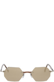 Ray-Ban - Brown Hexagon Rimless Sunglasses