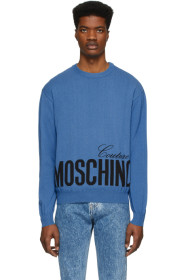 Moschino - Blue Knit Logo Sweatshirt