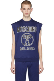 Moschino - 蓝色徽标无袖 T 恤