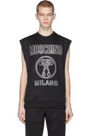 Moschino - 黑色徽标无袖 T 恤