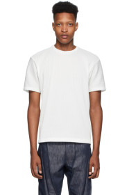 Issey Miyake Men - White Tucked Stripe Short Sleeve T-Shirt