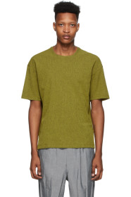 Issey Miyake Men - Yellow Tucked Crepe Short Sleeve T-Shirt