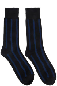 Issey Miyake Men - Chaussettes rayées bleues et noires