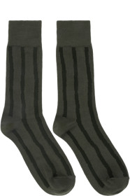 Issey Miyake Men - Khaki & Black Stripe Socks