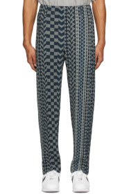 Homme Plissé Issey Miyake - 蓝色 African Geometric 褶裥长裤
