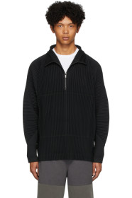 Homme Plissé Issey Miyake - Pull à demi-glissière plissé noir