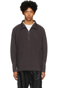 Homme Plissé Issey Miyake - 灰色 Pleats 半拉链套头衫