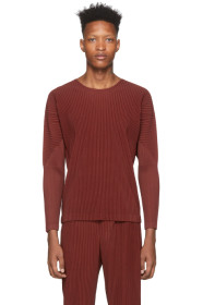 Homme Plissé Issey Miyake - Red Pleats Long Sleeve T-Shirt