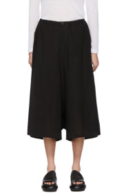 Y's - Black Wrap Flared Trousers