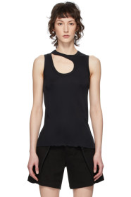 Y's - Black Open Shoulder Tank Top
