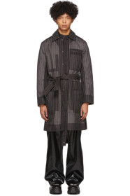 Craig Green - Manteau en organza gris Line Stitch