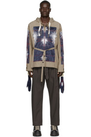 Craig Green - Pull à capuche et broderies kaki et bleu marine Cagoule