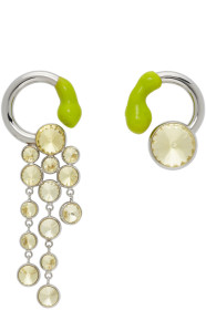 Sunnei - Silver & Green Pendant Rubberized Earrings