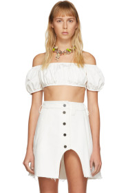 Sunnei - White Short Sleeve Crop Top