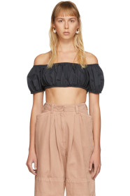 Sunnei - Navy Short Sleeve Crop Top