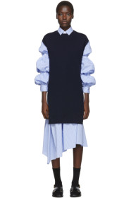 Enfold - Blue & White Striped Layered Dress