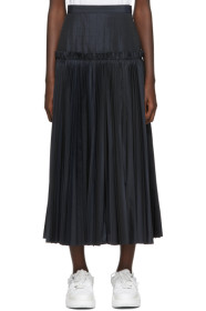 Enfold - Navy Pleated Taffeta Skirt