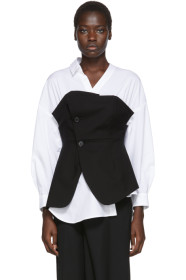 Enfold - White & Black Bustier Shirt