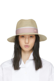 Maison Michel - Beige & Pink Straw Henrietta Hat