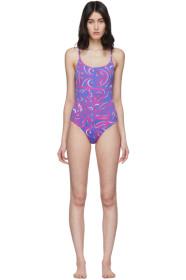 Emilio Pucci - Blue & Purple Tiki Print One-Piece Swimsuit