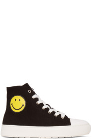 Joshua Sanders - Black Smiley Edition High-Top Sneakers