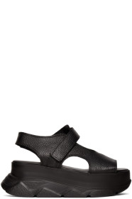 Joshua Sanders - Black Leather Spice Wedge Sandals
