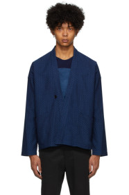 Blue Blue Japan - Cardigan bleu Toriashi Pattern Kimono