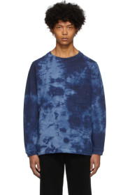 Blue Blue Japan - Pull molletonné en coton flammé bleu Okura
