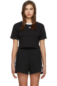 adidas Originals - 黑色短款徽标 T 恤