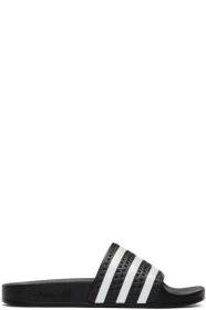 adidas Originals - 黑色 & 白色 Adilette 拖鞋