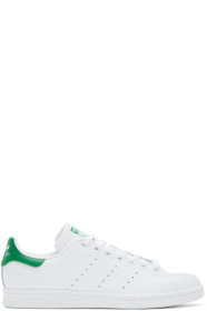 adidas Originals - 白色 & 绿色 Stan Smith 运动鞋