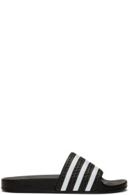 adidas Originals - 黑色 & 白色 Adilette 拖鞋