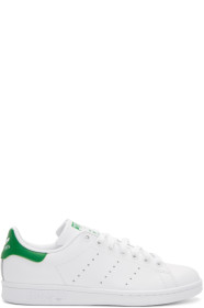 adidas Originals - 白色 & 绿色 Stan Smith 运动鞋