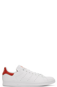 adidas Originals - ホワイト & レッド スタンスミス スニーカー