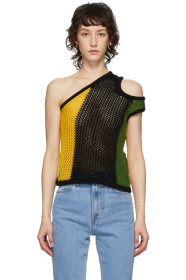 Telfar - Black & Yellow Mesh Asymmetric Tank Top