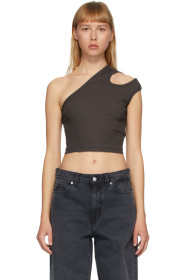 Telfar - Black Cropped Asymmetric Tank Top