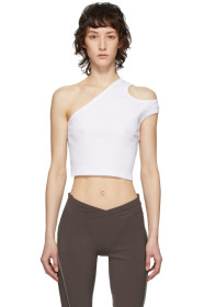Telfar - White Cropped Asymmetric Tank Top