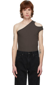 Telfar - Grey Cropped Asymmetric Tank Top