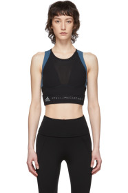adidas by Stella McCartney - Black & Blue Run Crop H.R. Top