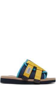 Suicoke - Sandales bleu marine et jaunes Kaw-CAB