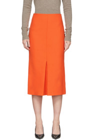 Victoria Beckham - Orange Box-Pleat Midi Skirt