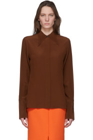 Victoria Beckham - Brown Silk 70s Collar Blouse